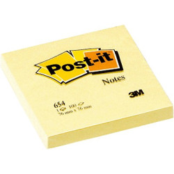 Taco de notas POST-IT de 76 x 76 mm. amarillas lisas