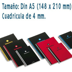 Cuaderno UniExtra cubierta extradura Azul-Negra A5 y cuadricula de 4 mm.