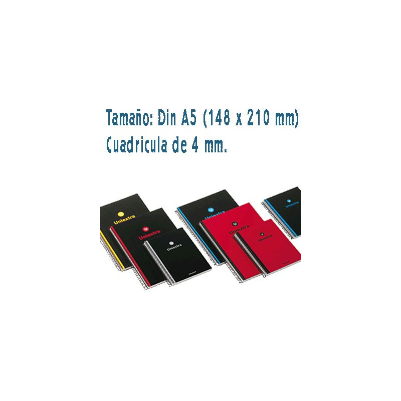 Cuaderno UniExtra cubierta extradura Roja-Negra A5 y cuadricula de 4 mm