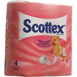 Papel higiénico Scottex de 2 capas (Pack de 4 rollos)