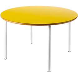 Mesa circular escolar color amarillo preescolar altura de 54 cm