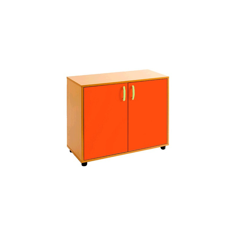 Armario de 3 huecos con dos puertas en color naranja