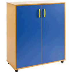Armario de 3 huecos con dos puertas en color azul preescolar