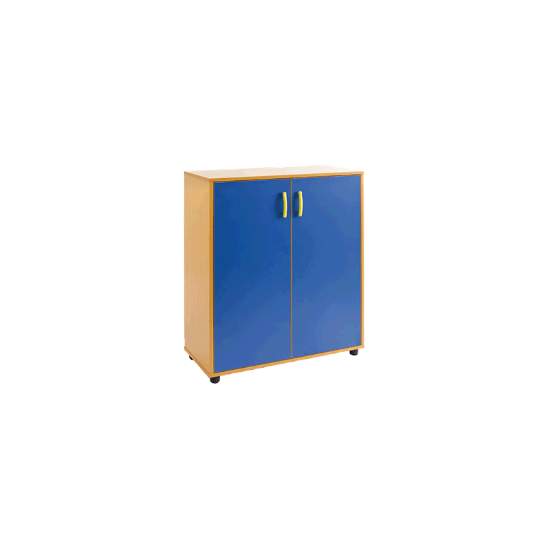 Armario de 3 huecos con dos puertas en color azul preescolar
