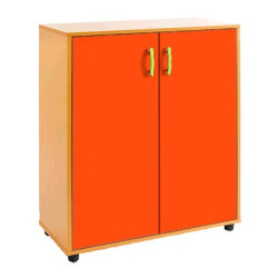 Armario de 3 huecos con dos puertas en color naranja