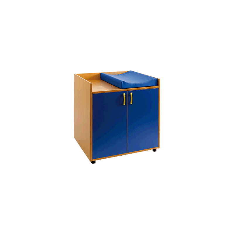 Armario-Cambiador con 2 huecos y 2 puertas color azul preescolar