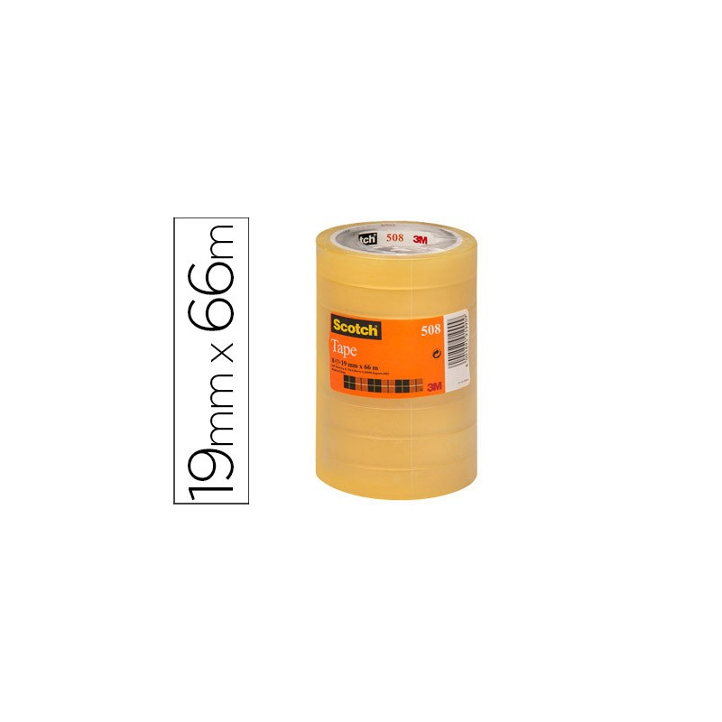 Pack 8 rollos de cinta adhesiva Scotch 508, 66 x 19 mm.