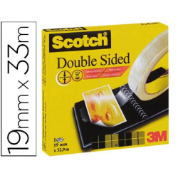 Cinta adhesiva doble cara Scotch 33 m x 19 mm.