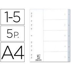 Separadores numéricos 5 posiciones color gris con caratula como índice
