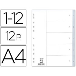 Separadores numéricos 12 posiciones color gris con caratula como índice