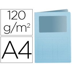 Subcarpeta con ventana de cartulina 120 gr. A-4 Azul (50 und.)
