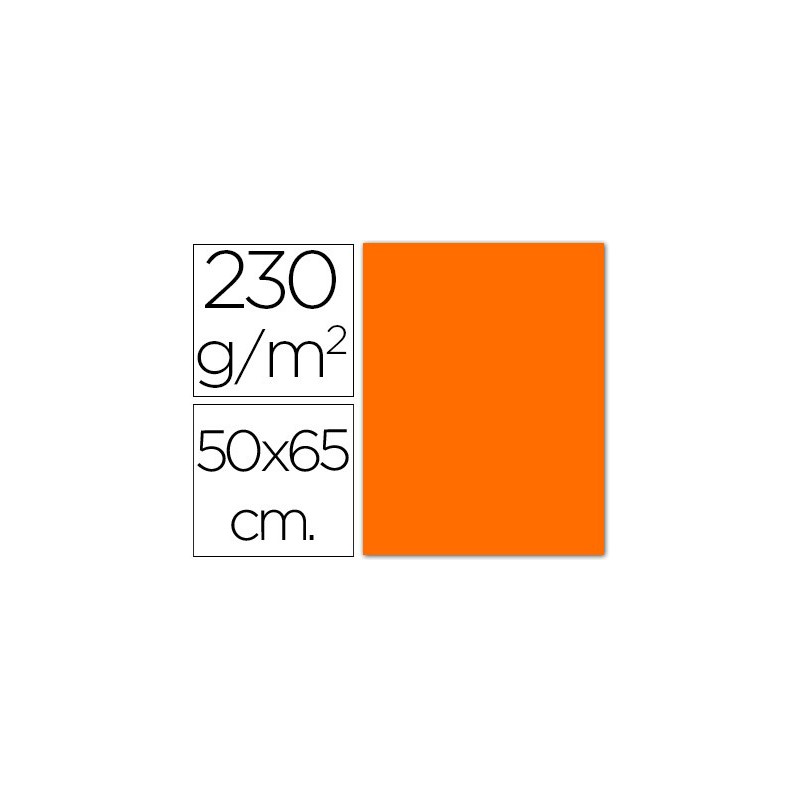 Cartulina flúor 50 X 65 cm. paquete de 10 hojas color Naranja
