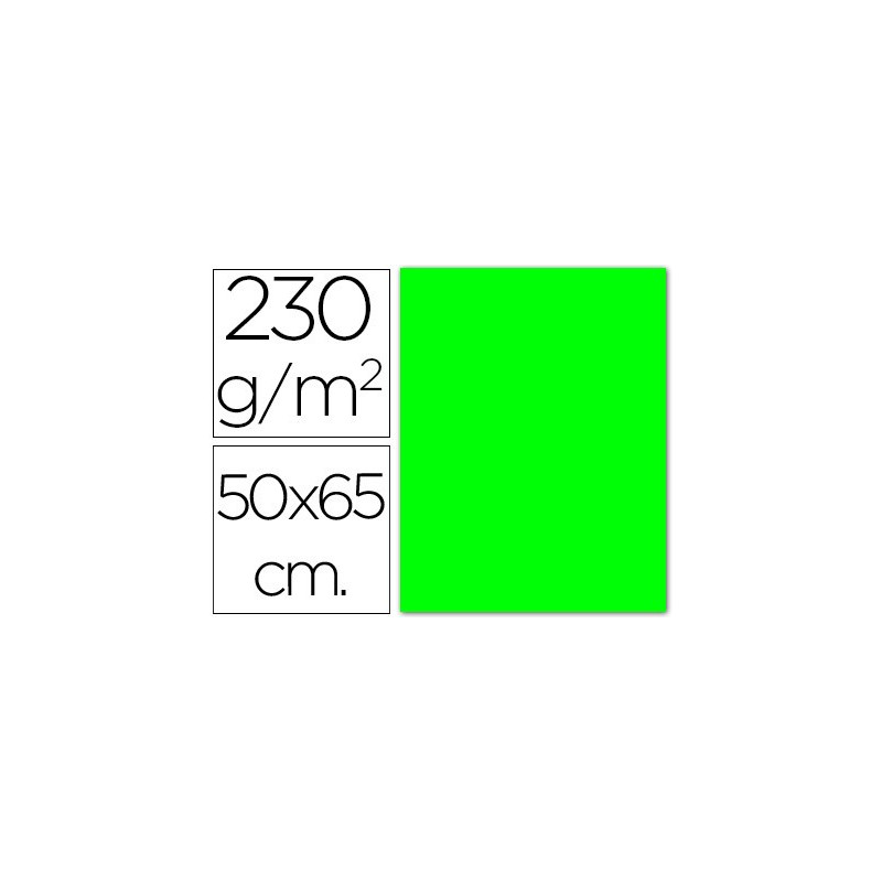Cartulina flúor 50 X 65 cm. paquete de 10 hojas color Verde