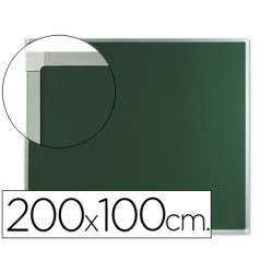  Pizarra mural verde con marco de aluminio 200 x 100 cm.