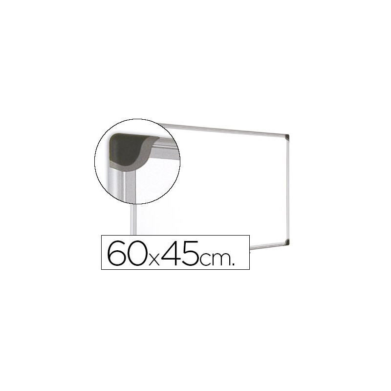 Pizarra blanca vitrificada magnética marco aluminio de  45 x 60 cm