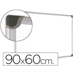 Pizarra blanca vitrificada magnética marco aluminio de  60 x 90 cm.