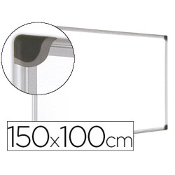 Pizarra blanca vitrificada magnética marco aluminio de 100 X 150 cm.