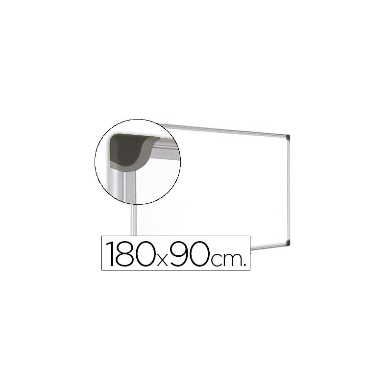 Pizarra blanca vitrificada magnética marco aluminio de 180 X 90 cm.