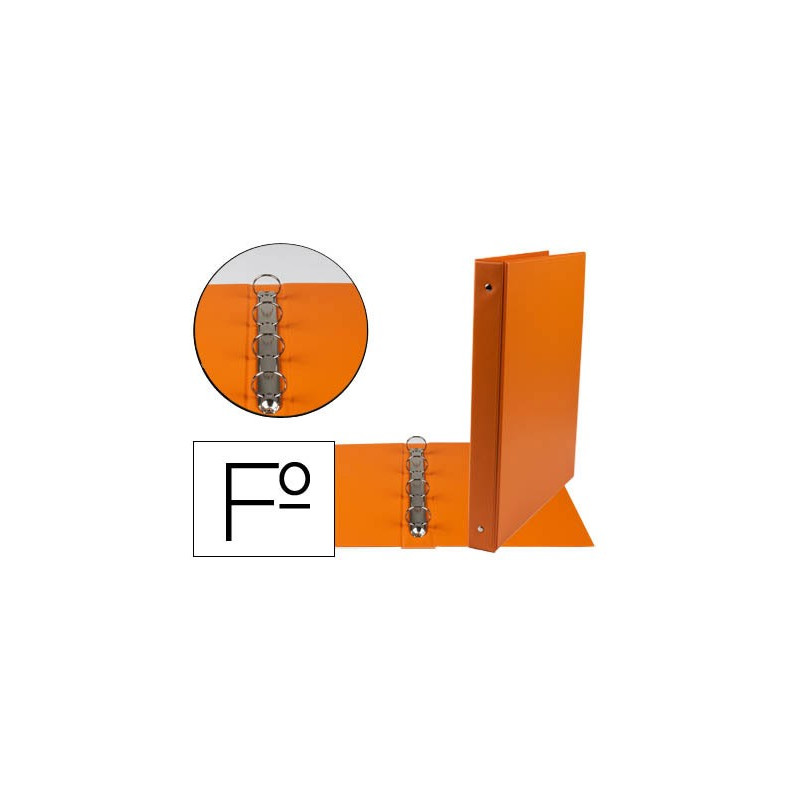 Carpeta de 4 anillas de 40 mm. FOLIO forrada en plastico color naranja