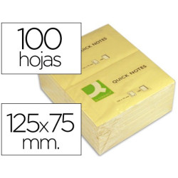  Taco de notas adhesivas de quita y pón de 75 x 125 mm. amarillas