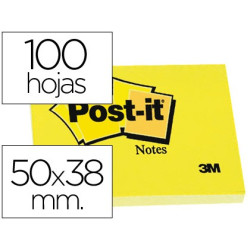  Taco de notas POST-IT de  38 x 50 mm. amarillas lisas (12 uds.)