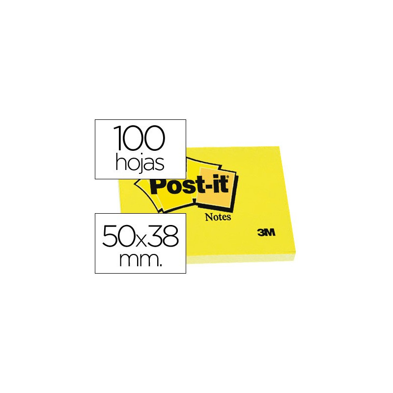  Taco de notas POST-IT de  38 x 50 mm. amarillas lisas (12 uds.)