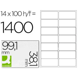 Caja de etiquetas adhesivas de 99,1 x 38,1 mm. 100 hojas cantos romos
