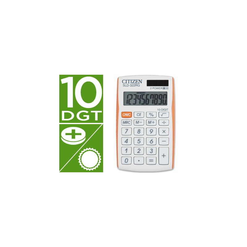 Calculadora de bolsillo Citizen SLD-322 blanca/naranja