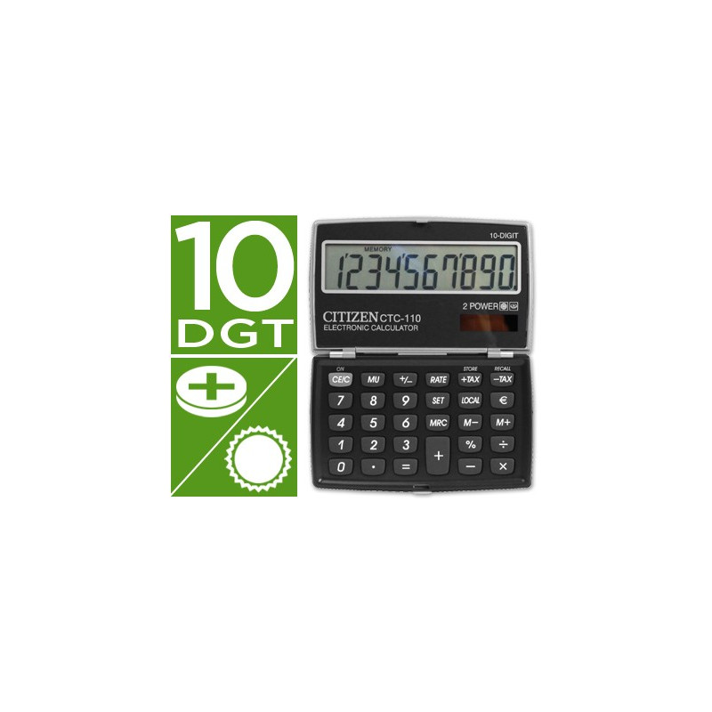 Calculadora de bolsillo Citizen CTC-110 color Negra