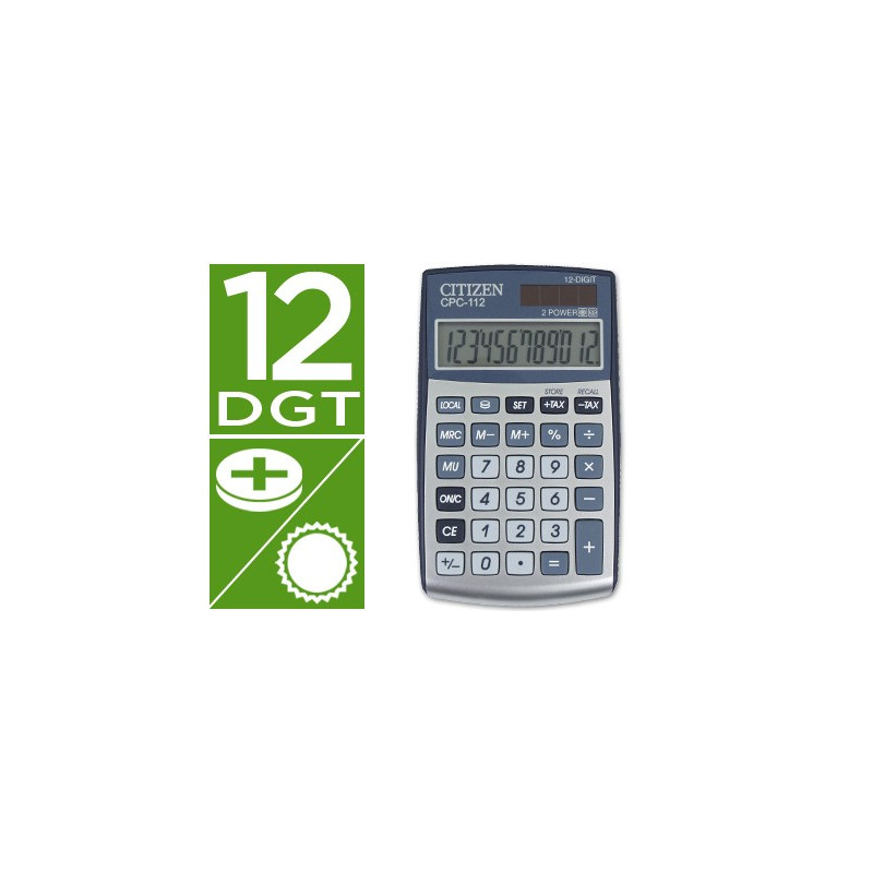 Calculadora de bolsillo Citizen CPC-112 color plata