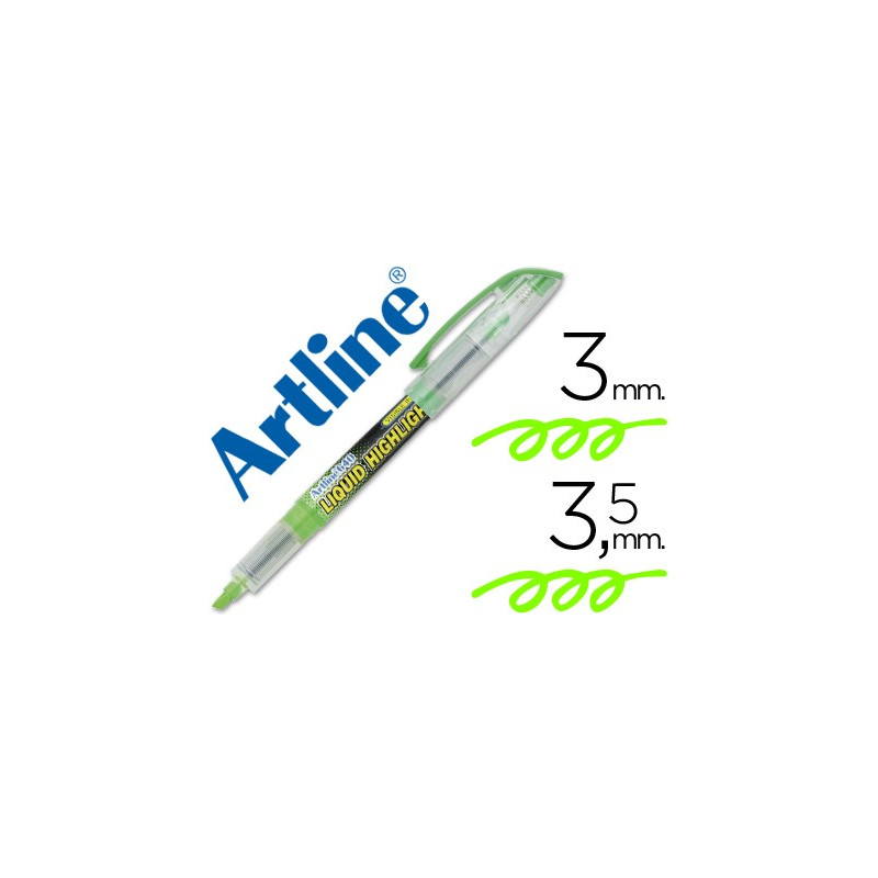 Marcador fluorescente Artline con visor de tinta verde
