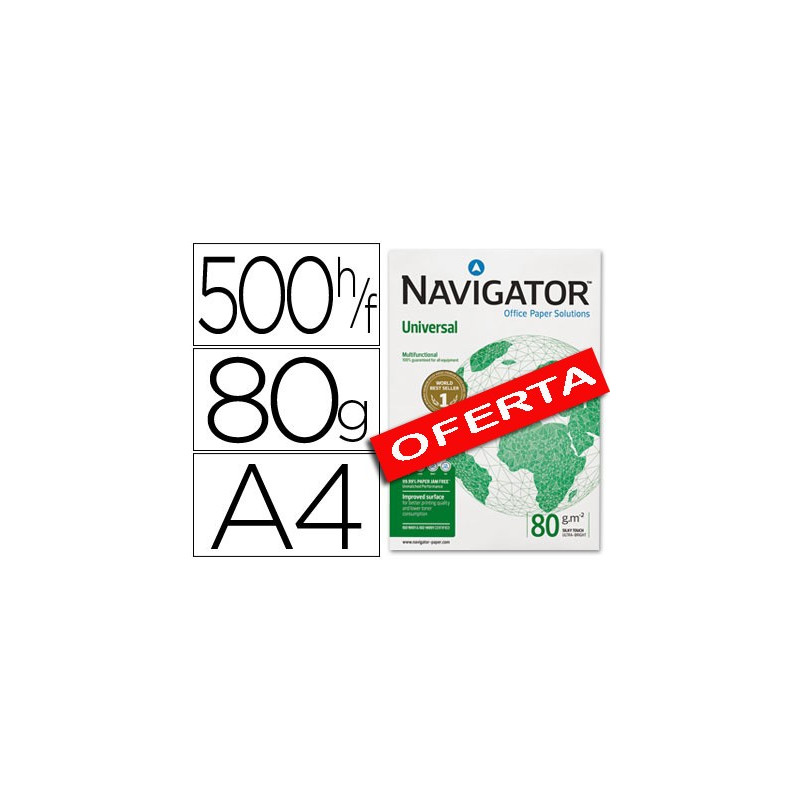  Papel  Navigator  universal A4 de 80 grs. (Lote de  5 cajas)