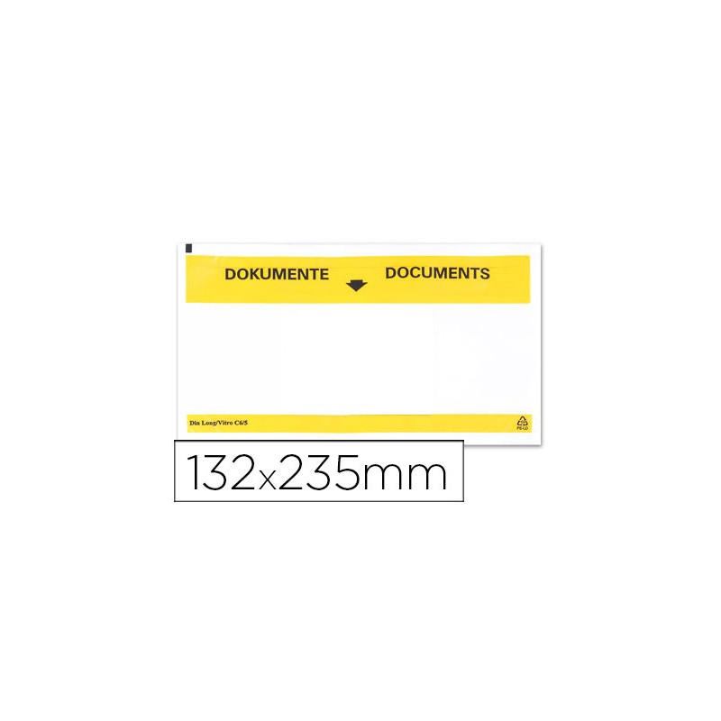 Paquete de 100 sobres autoadhesivos transparentes (225 x 122 mm)