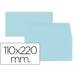 Sobres de color azul celeste de 110 x 220 mm. 9 uds.