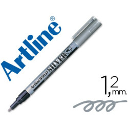 Rotulador Artline tinta metálica plata trazo 1,2 mm.