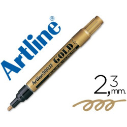 Rotulador Artline tinta metálica oro trazo 2,3 mm.