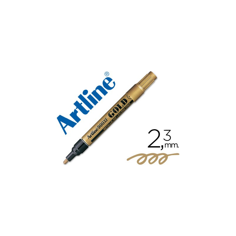 Rotulador Artline tinta metálica oro trazo 2,3 mm.