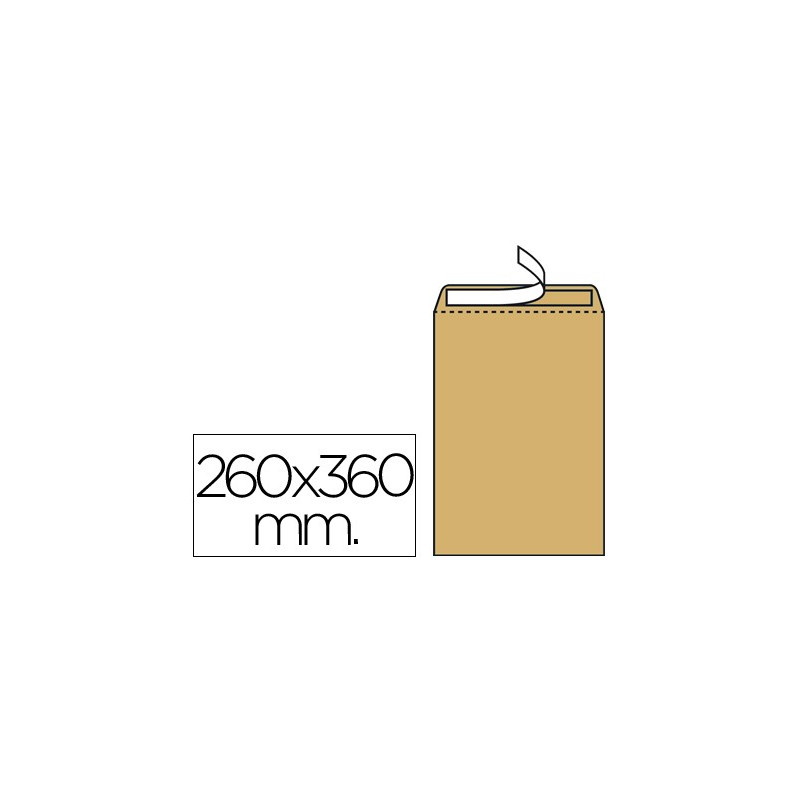 250 Bolsas Folio Prolongado 260 x 360 mm. color Kraft marrón