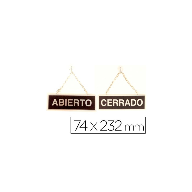 Letrero metalico Abierto-Cerrado con cadena y ventosa