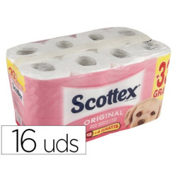 Papel higiénico  Scottex de 2 capas (Pack de 16 rollos)