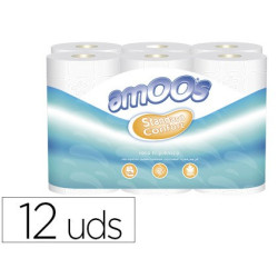 Papel higiénico doméstico 2 capas AMOOS (Pack de 12 rollos)