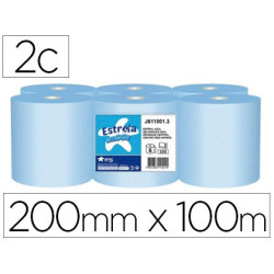 Bobinas de papel secamanos 2 capas color azul Pack 6 u.