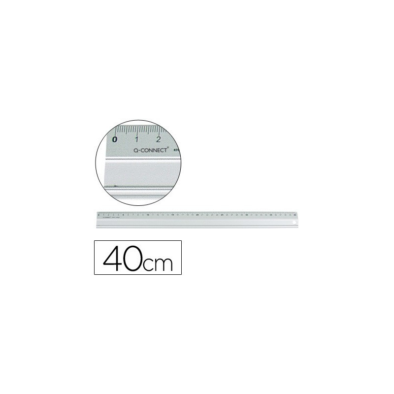 Regla metálica de aluminio de 40 cm.