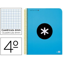 Cuaderno ANTARTIK tamaño cuarto de cuadricula 4 mm color azul