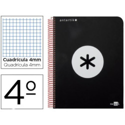 Cuaderno ANTARTIK tamaño cuarto de cuadricula 4 mm color negro