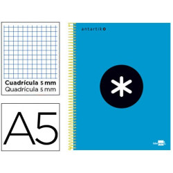 Cuaderno ANTARTIK con cubierta forrada tamaño A5 de cuadrícula de 5 mm color azul