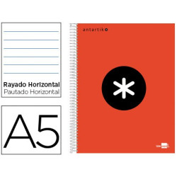 Cuaderno ANTARTIK con cubierta forrada tamaño A5 de 1 raya color rojo
