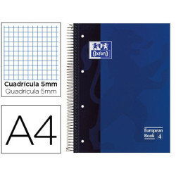 Cuaderno Oxford cubierta extradura Azul, tamaño A4 cuadricula 5 mm