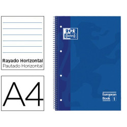 Cuaderno Oxford cubierta extradura azul, tamaño A4 de 1 raya