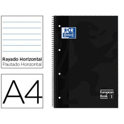Cuaderno Oxford cubierta extradura negra, tamaño A4 de 1 raya